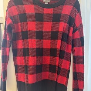 Eddie Bauer Red and Black Checkered Women's Sweater